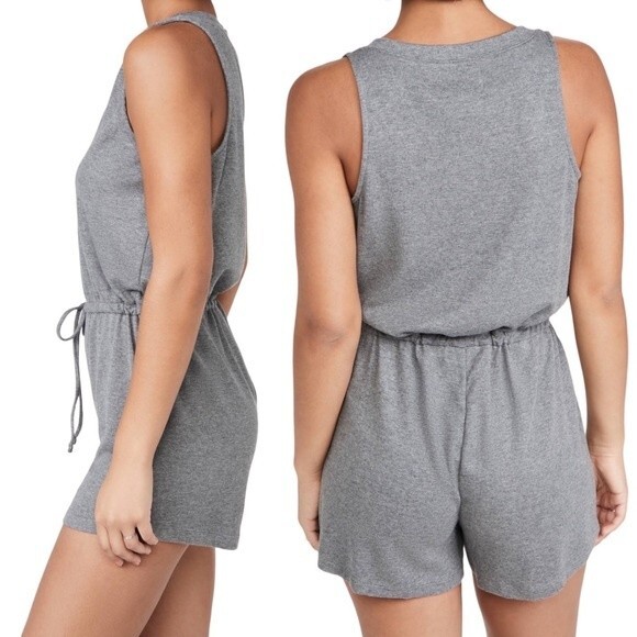 Madewell MWL Breeze Drawstring Shorts Romper Heather Gray Women’s Size Small - Picture 6 of 13